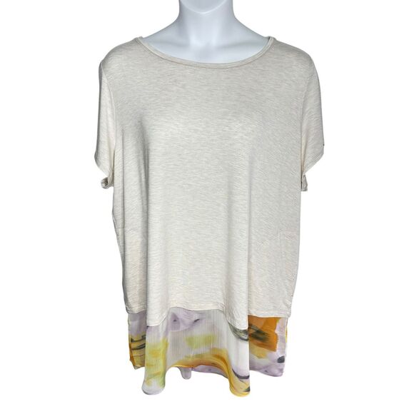 LOGO by Lori Goldstein Knit Tunic Top Mixed Media Hem Women's Plus 3X NWOT - Picture 11 of 16